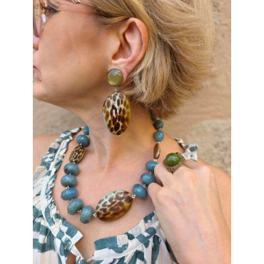 Collier LÉON Vert kaki - Francine BRAMLI Paris