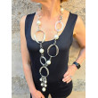 Collier FLORIAN argenté, Bleu, miroir - Francine BRAMLI Paris