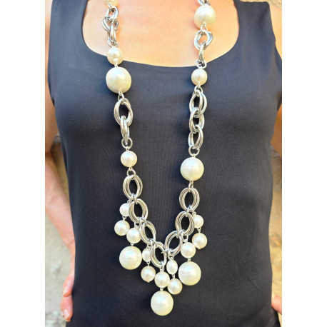 Sautoir GRAPPE perles de Majorque - Francine BRAMLI Paris collier