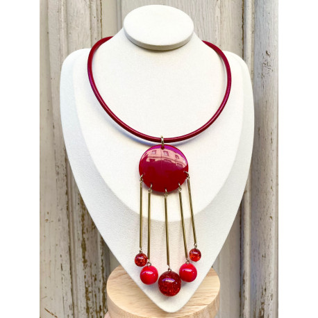 Collier CARILLON Rouge - Francine BRAMLI Paris