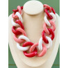 Collier KOURTNEY Maillons Rose Corail Blanc - Francine BRAMLI Paris
