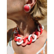 Collier KOURTNEY Maillons Rose Corail Blanc - Francine BRAMLI Paris