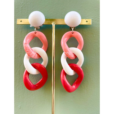 KEREN Maillons Rose Corail Blanc - Francine BRAMLI Paris