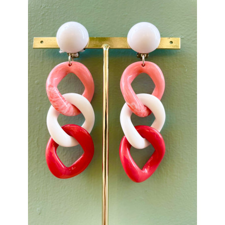 KEREN Maillons Rose Corail Blanc - Francine BRAMLI Paris