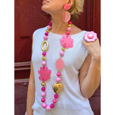 Sautoir FLOR Rose & Doré - Francine BRAMLI Paris Collier