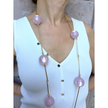 Sautoir PASCALIN perles rose - Francine BRAMLI Paris collier