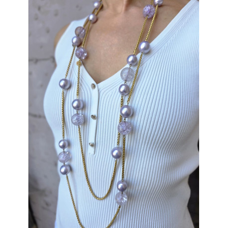 Collier YVES mauve & doré - Francine BRAMLI Paris