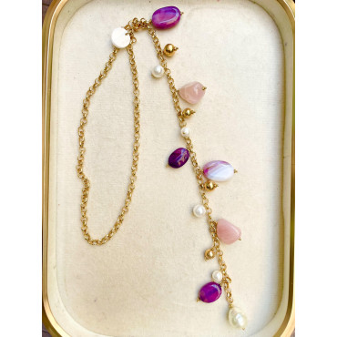 Collier CRAVATE rose mauve violet - Francine BRAMLI Paris