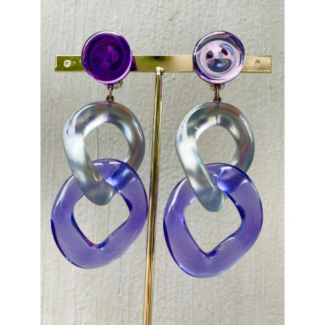 KARINE maillons violet/argenté - Francine BRAMLI Paris