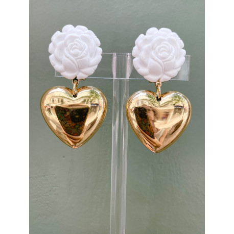 COEUR doré, fleur blanche - Francine BRAMLI Paris