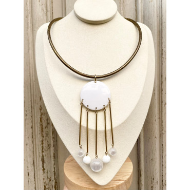 Collier CARILLON Blanc doré - Francine BRAMLI Paris