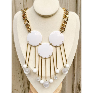 Collier CARILLON Blanc doré GM - Francine BRAMLI Paris