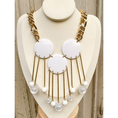 Collier CARILLON Blanc doré GM - Francine BRAMLI Paris