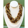 Collier CHARLEY Marron doré 7 rangs - Francine BRAMLI Paris
