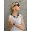 Collier KENNY Fleurs marrons, maillons noirs - Francine BRAMLI Paris