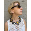 Collier KENNY Fleurs marrons, maillons noirs - Francine BRAMLI Paris