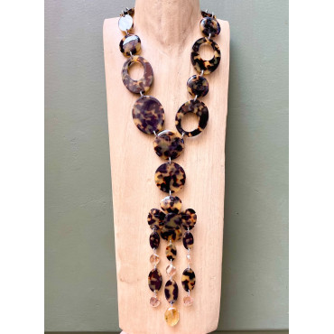 Collier CRAVATE Floral écaille Tokyo - Francine BRAMLI Paris