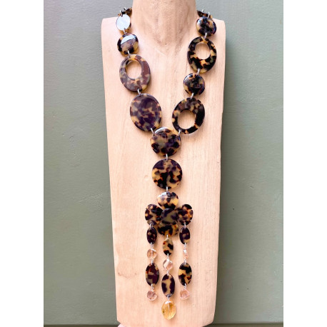 Collier CRAVATE Floral écaille Tokyo - Francine BRAMLI Paris