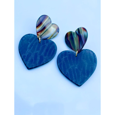 LOVELY coeurs onyx & noir - Francine BRAMLI Paris