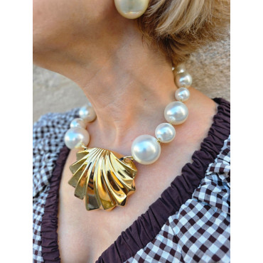Collier NÉRÉIDE doré & perles nacrées - Francine BRAMLI Paris