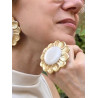 Bague LOTUS doré, blanc irisé - Francine BRAMLI Paris