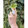 Bague GALET blanc, doré - Francine BRAMLI Paris