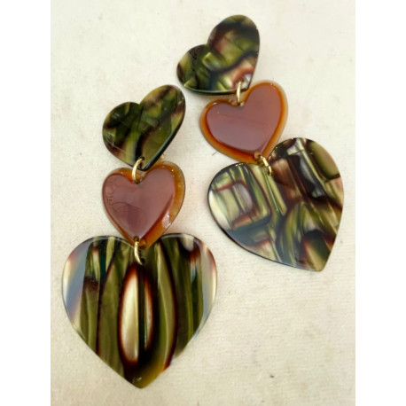 LOVELY coeurs onyx & marron - Francine BRAMLI Paris