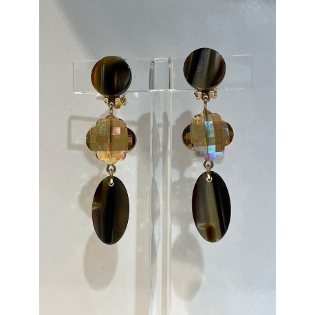 PLUME PM écaille onyx & Cristal  - Francine BRAMLI Paris