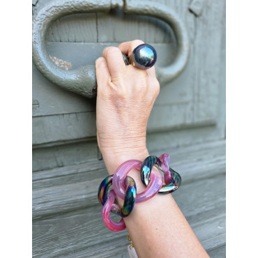 Bracelet ALESSIA Maillons rose rock - Francine BRAMLI Paris