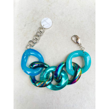 Bracelet ALESSIA Maillons bleu turquoise rock - Francine BRAMLI Paris