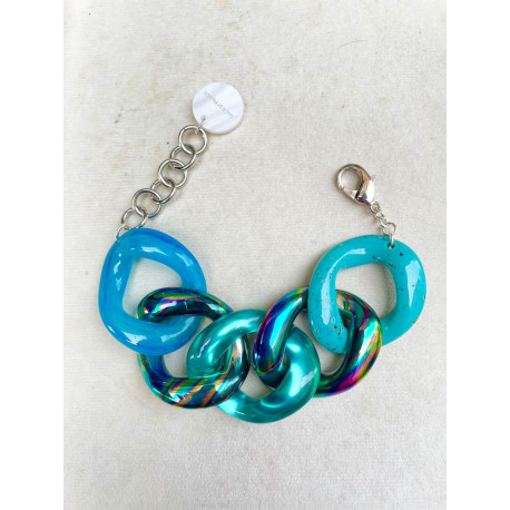 Bracelet ALESSIA Maillons bleu turquoise rock - Francine BRAMLI Paris