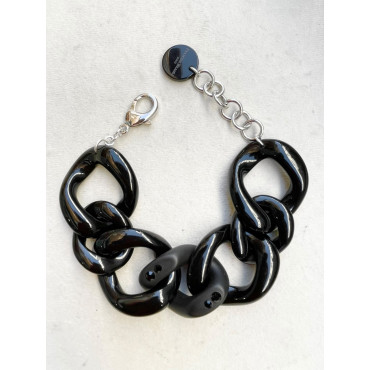 TYRON Maillons noirs & cristal - Francine BRAMLI Paris Bracelet