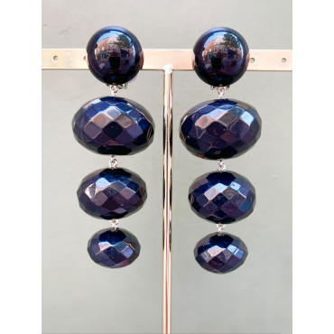 THEODORA perles noires facettées - Francine BRAMLI Paris
