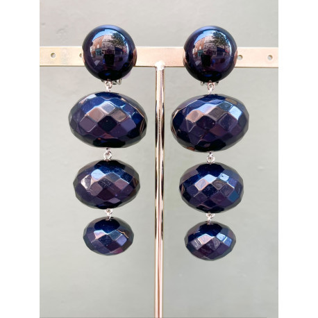 THEODORA perles noires facettées - Francine BRAMLI Paris