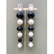THEODORA perles nacrées & noires facettées, Cab cristal - Francine BRAMLI Paris