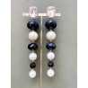 THEODORA perles nacrées & noires facettées, Cab cristal - Francine BRAMLI Paris