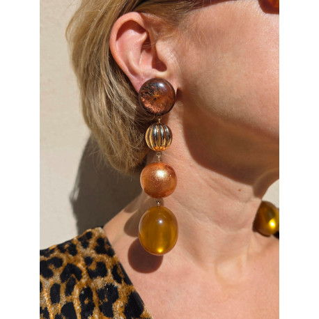 THEODORA marron doré orange - Francine BRAMLI Paris