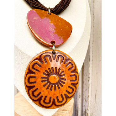 Collier JULIAN Marron Ambre - Francine BRAMLI Paris