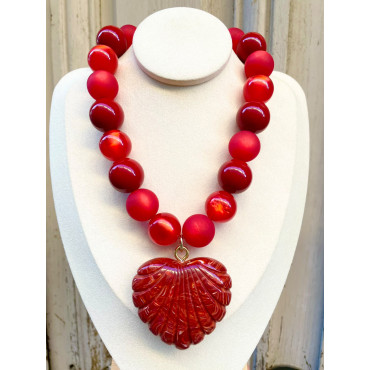 Collier BRITNEY Rouge Coeur - Francine BRAMLI Paris