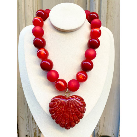Collier BRITNEY Rouge Coeur - Francine BRAMLI Paris
