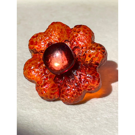 Bague FLEUR Rouge - Francine BRAMLI Paris