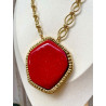 Collier GALET Rouge & doré - Francine BRAMLI Paris