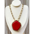 Collier GALET Rouge & doré - Francine BRAMLI Paris