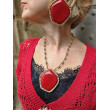 Collier GALET Rouge & doré - Francine BRAMLI Paris
