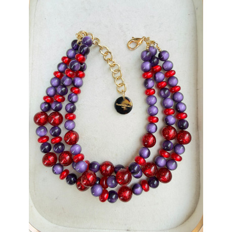 Collier CHARLEY Violet rouge - Francine BRAMLI Paris