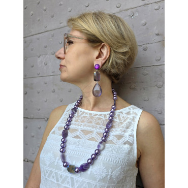 Collier LORENZO Améthyste Violet - Francine BRAMLI Paris