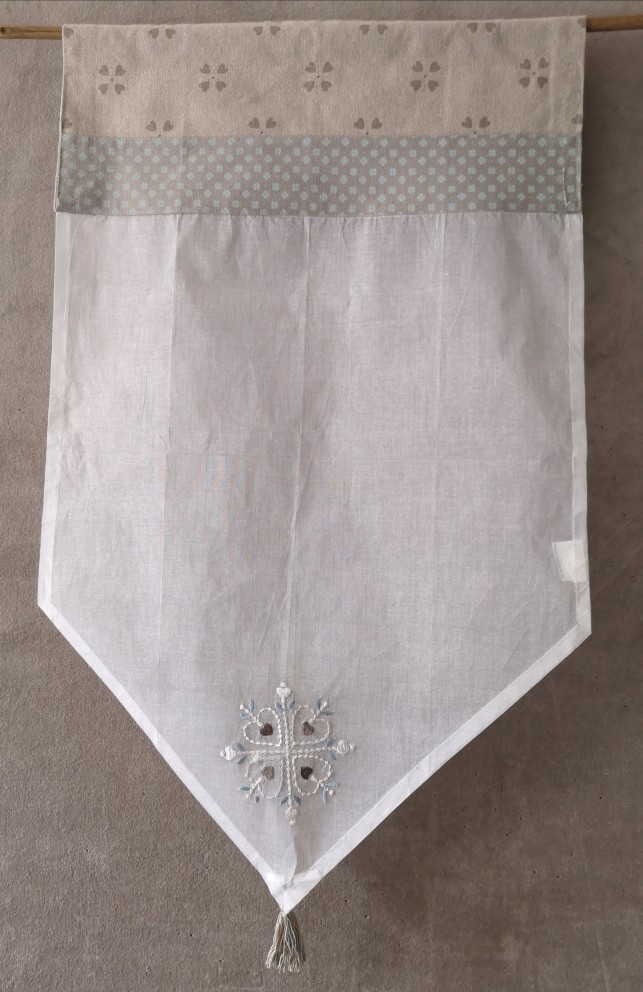 Cantonnière Lin Ecru Brodé 140 x 60 Nouettes Rideau N°59 - Numéro 11