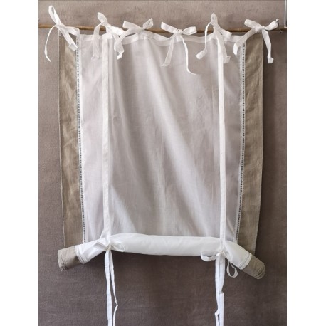 Store Organdi Blanc Côtés Coton Beige 80 x 160 Rideau N°309