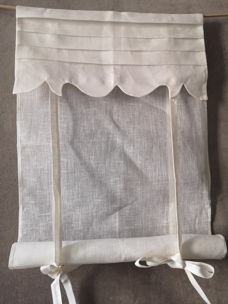 Brise-Bise Lin Blanc Cantonnière COEUR 45 x 70 Rideau N°210 - Numéro 11