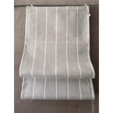 Paire de Stores Bâteau Lin Gris/Blanc  45 x 150  Rideau N°323